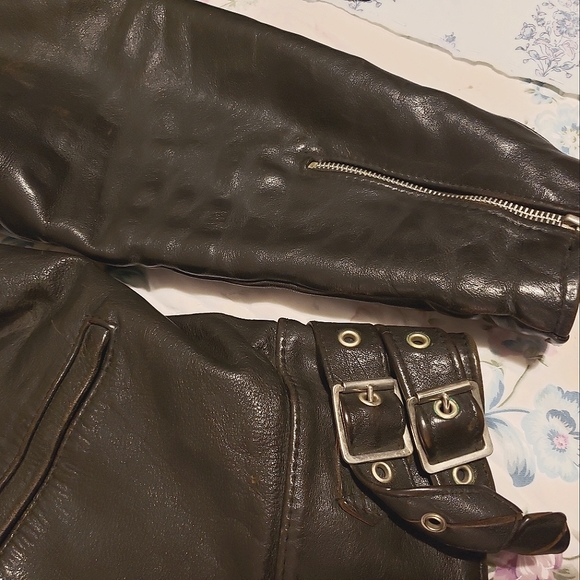 Vintage•Collectors {TT Leathers🇬🇧} Black Leather Jacket, S/M - Picture 14 of 15